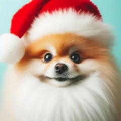 Keuken spatwand met foto Dogs dressed like Christmas　クリスマスらしい格好をした犬 © Churin Art Works