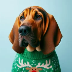 Küchenrückwand glas motiv Dogs dressed like Christmas　クリスマスらしい格好をした犬 © Churin Art Works