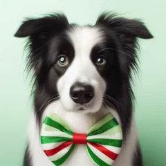 Fotobehang Dogs dressed like Christmas　クリスマスの格好をした犬 © Churin Art Works