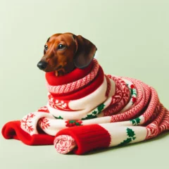 Badezimmer Foto Rückwand Dogs dressed like Christmas　クリスマスの格好をした犬 © Churin Art Works