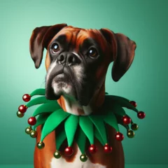 Zelfklevend Fotobehang Dogs dressed like Christmas　クリスマスの格好をした犬 © Churin Art Works