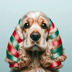 Tuinposter Dogs dressed like Christmas　クリスマスの格好をした犬 © Churin Art Works
