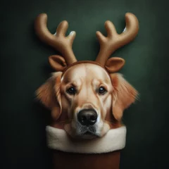 Rolgordijnen Dogs dressed like Christmas　クリスマスの格好をした犬 © Churin Art Works