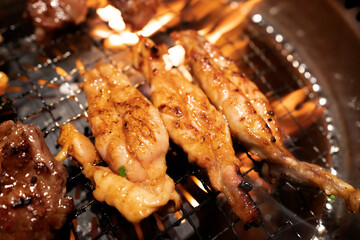 ロースターで焼くジューシーな鶏肉【せせり】