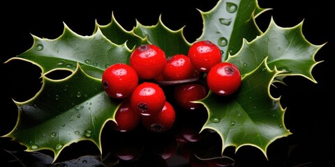 Colorful berries on green and red leaves