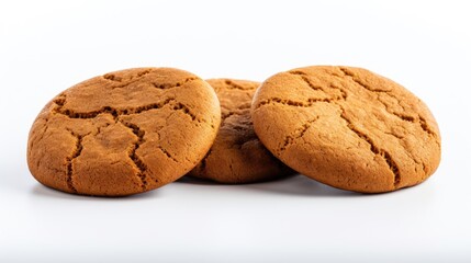 Three delicious and freshly baked cookies on a white background