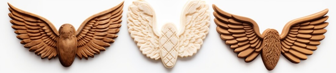Artistic interpretation of angel wings in wood carving