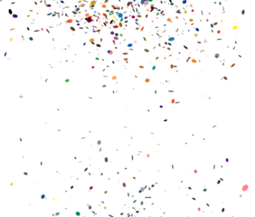 Multi colored confetti falling on a transparent background