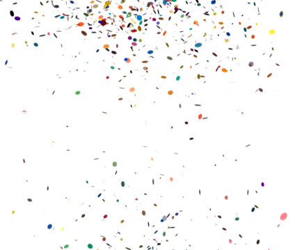 Multi colored confetti falling on a transparent background