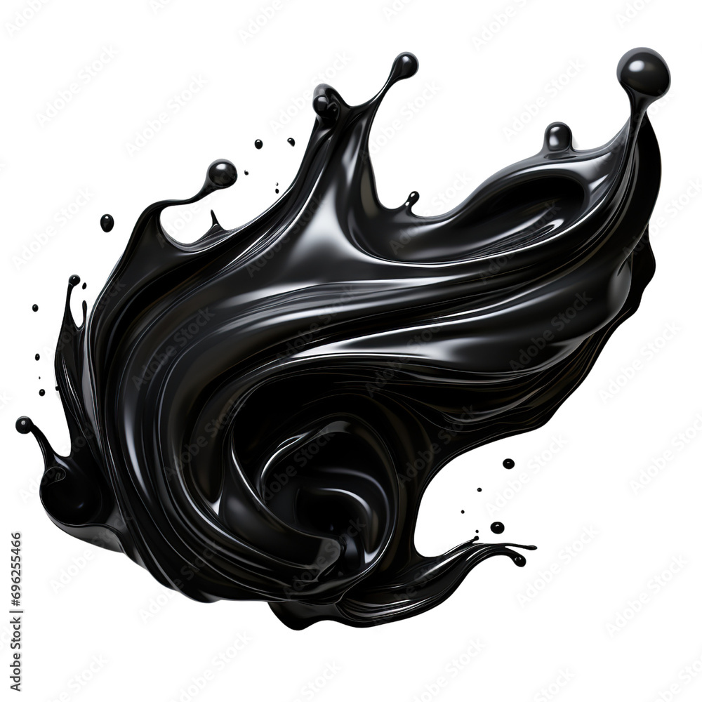 Poster 3d black paint splat isolated object in transparent background png