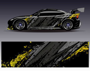 Car wrap design vector.Graphic abstract stripe racing background designs for vehicle, rally, race, adventure and car racing livery