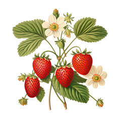 Botanical Fresh Fruit and Flowers on the Bouquet illustration
