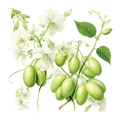 Botanical Fresh Fruit and Flowers on the Bouquet illustration
