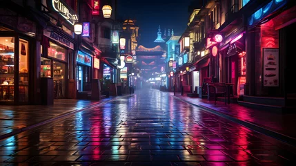Foto op Canvas A night of the neon street © Alex Bur