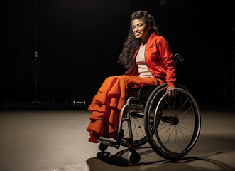 Obraz na płótnie Canvas woman sitting down in a wheelchair,International Women's Day