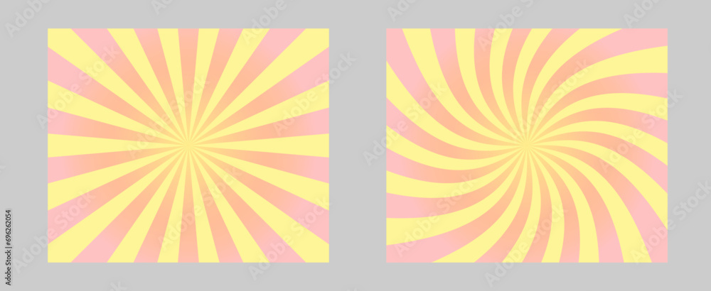 Poster solar explosion sun burst effect. vector sunburst wallpaper. peach rose color burst set of 2 sun ray