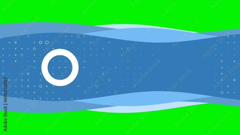 Poster animation of blue banner waves movement with white circle symbol on the left. on the background ther