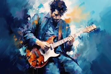 Obraz premium The Art of Guitar Playing A fictional character created by Generated AI. 
