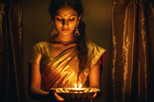 Glowing Goddess - A woman holding a lit candle A fictional character created by Generated AI. 