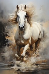 Painting showcasing the beauty and strength of horses. Concept of grace, strength vibrant authenticity.