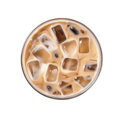 Top View of Iced Coffee with Cream in a Glass