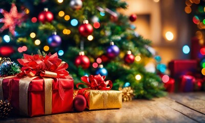 Obraz na płótnie Canvas christmas tree with gift boxes. Generative AI