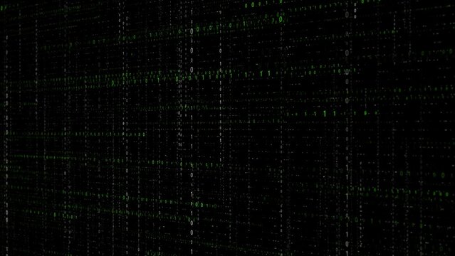 4K 3D Software development Binary code blockchain concept. Concept of digital age. Algorithm binary, data code, decryption and encoding, row matrix Big Data Digital Business Hitech Background.