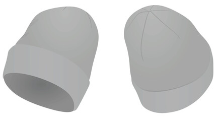 Grey winter hat. vector illustration