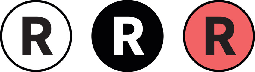 Registered Trademark sign icon lined, isolated and colored style. Vector illustration