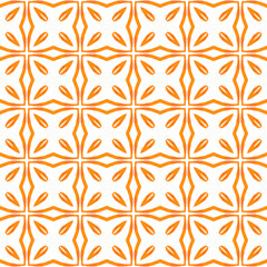 Hand drawn green mosaic seamless border. Orange
