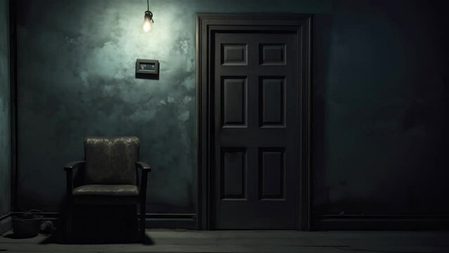 Dark room with a door
