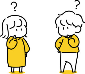 考える男女