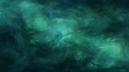 Dark green watercolor texture with black swirls, in the style of a matte paper background. Banner...