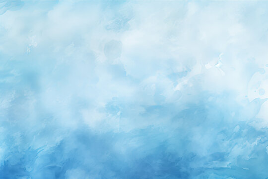 Blue Watercolor background with blue paint, with light turquoise and dark sky-blue, monochromatic. Watercolor cloud texture
