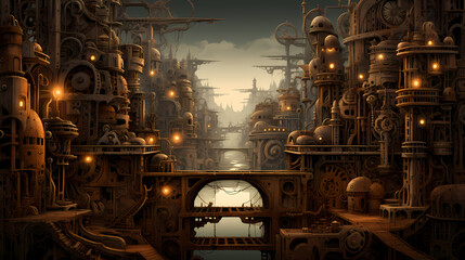 Echoes of a Mechanical Metropolis: The Intricate Wonders of a Steampunk Cityscape