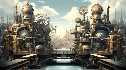 Echoes of a Mechanical Metropolis: The Intricate Wonders of a Steampunk Cityscape
