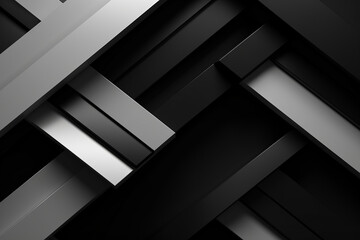 Black and white abstract mono wallpaper, angular composition, luminous shadows. Folded paper carvings, banner concept - Powered by Adobe