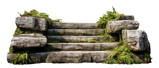 Stone steps surrounded by lush greenery, cut out