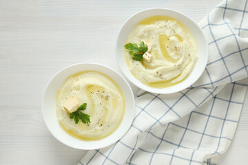 Mashed potatoes, concept of tasty and delicious food