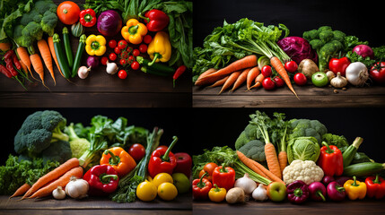 vegetables on a wooden background