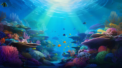 Fototapeta na wymiar Ocean's Hidden Paradise: A Vibrant Journey through an Underwater Coral Wonderland