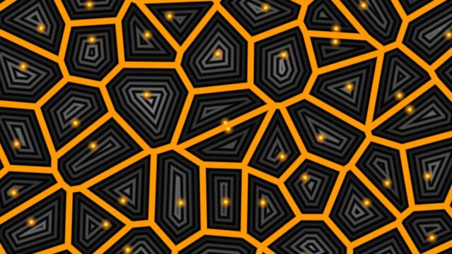 Symmetrical neon glowing geometric pattern in futuristic design. Modern vj loop nightclub or party background. animation video