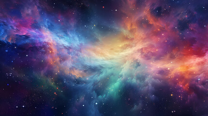 Fototapeta premium Galactic Dreamscape: A Symphony of Stardust and Iridescent Colors