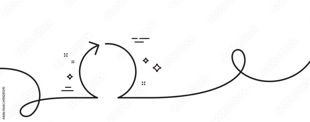 Poster loop arrow line icon. continuous one line with curl. refresh arrowhead symbol. navigation pointer si