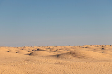 Sand dunes in the Sahara desert in Douz, Kebili, Tunisia