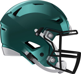 Midnight green American Football helmet. Side view