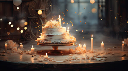 Birthday cake with lights
