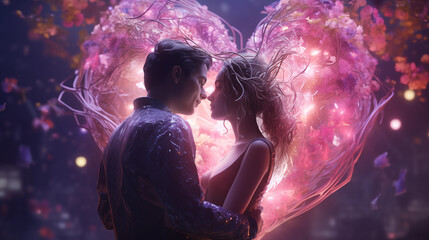 A Couple Who Creates a Heart with Their Love Valentines Day Background
