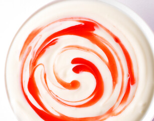 Erdbeerquark, Erdbeerstrudel, Dessert, close up, Sauce, Erdbeersauce,