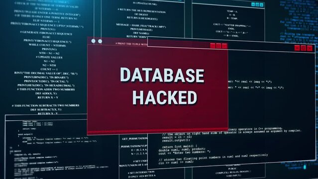 Database hacked Cyber attack computer network, Virus, Spyware, Malware software. Cyber security cybercrime. Data Encryption breach, virus, information illegal connection, fraud, Darkweb, darknet
